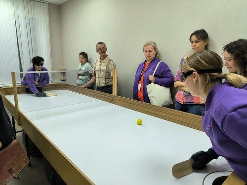 активисты Костромской РО ВОС играют в теннис для слепых
