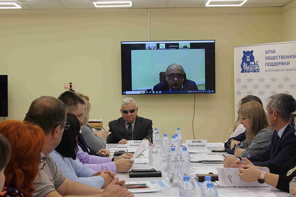 на фотографии вице-президент Д. В. Котенев по видеоконференцсвязи выступает на круглом столе
